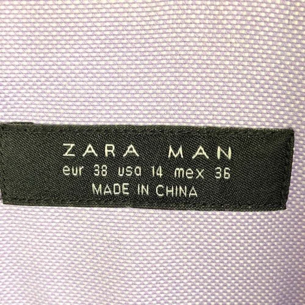 Zara Man Purple Burton Down Dress Shirt Size 14 - Picture 4 of 6
